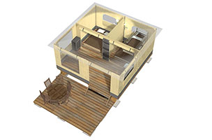 Plan du bungalow toilé 2 chambres 5 personnes, en location au camping à l’Abri de l’Océan à Baye en Bretagne