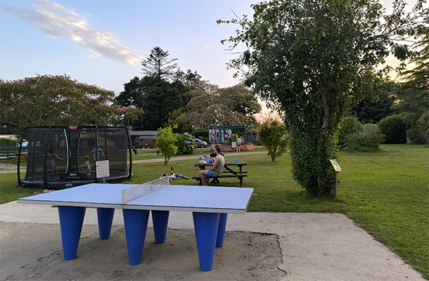 Ping-pong table at the campsite in southern Brittany, at the Abri de l’Océan