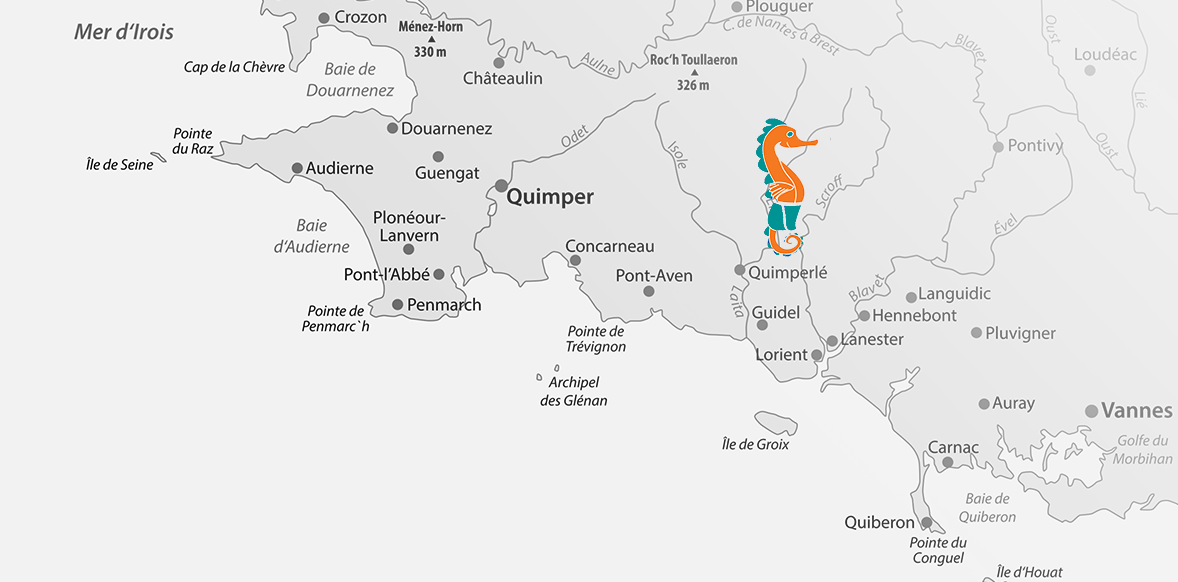 Situation géographique du camping 3 étoiles en Bretagne à l’Abri de l’Océan
